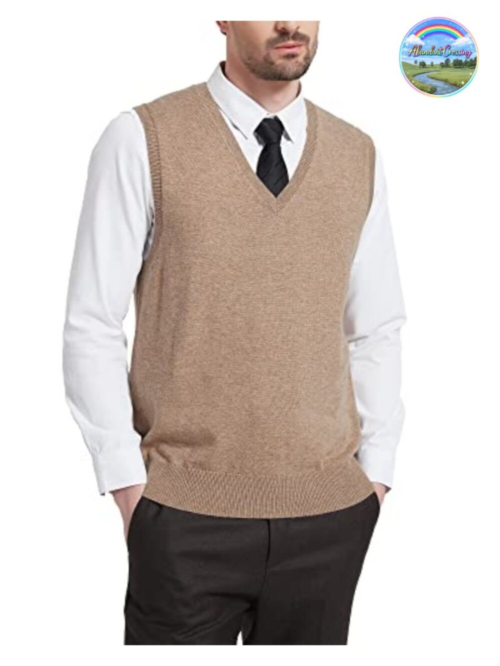Men's Wool Blend Sweater Vest V-Neck Sleeveless Knitted Pullover